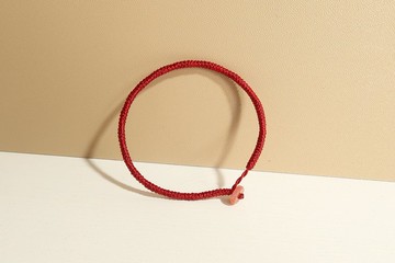 朱顏 南紅平安扣手工金剛結紅手繩 極簡小眾手鏈