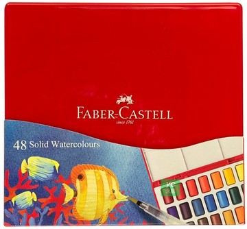 FABER-CASTELL 輝柏 576049 Solid Watercolours 攜帶型水彩塊套組 48色 /組 塊狀水彩【APP滿額下單10%點數(單一帳號最高1000點)】9/30止
