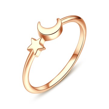 星星．月亮．925純銀戒指．防小人尾戒｜客製刻字