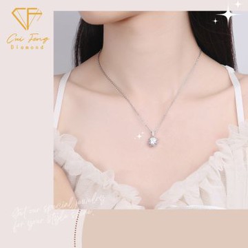 【CF鑽飾】項鍊 莫桑鑽《微鑲雪花》鑽石項墜 情人禮物 生日送禮 飾品 求婚 告白
