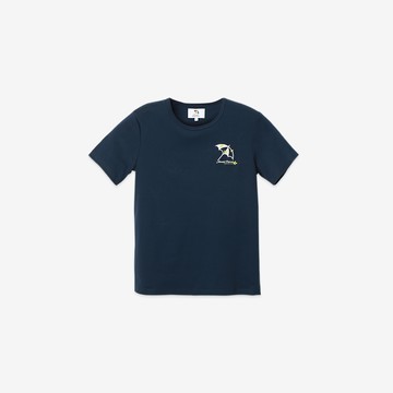 【網路獨家款】女裝-幸運草繡花親膚純棉圓領T-shirt-藏青色