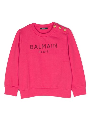 Balmain Kids - logo-embellished cotton sweatshirt - kids - Cotton - 6 - Pink