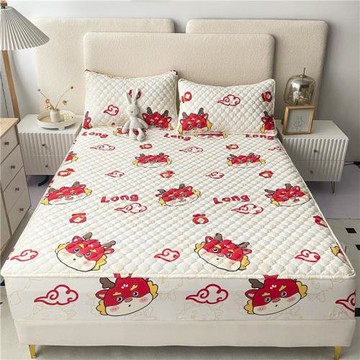 新品枕套床單床包床保護新款A類抗菌全棉夾棉印花床笠-