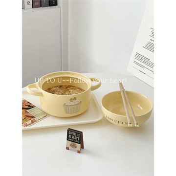 SHˇ加大陶瓷泡面碗湯碗帶蓋可愛大容量螺螄粉學生宿舍家用套裝