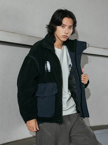 搖粒絨拼接羽絨厚外套