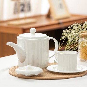 骨瓷咖啡壺純白色中式泡茶壺家用陶瓷純白輕奢耐熱帶蓋大號花茶壺