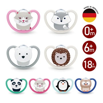 NUK SPACE超透氣矽膠安撫奶嘴(初生型0m+/一般型6m+/較大型18m+)(款式隨機)【佳兒園婦幼館】