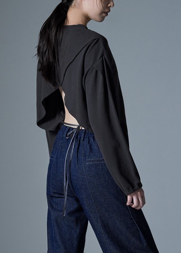 前長後短交叉綁帶上衣