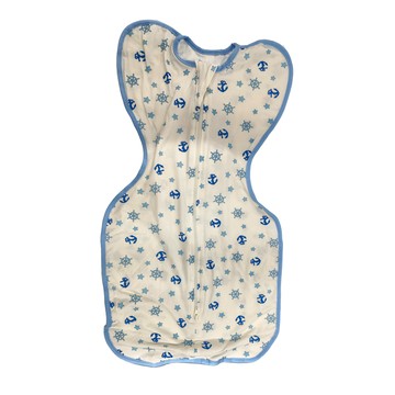 Lion Bear 蝶形包巾 夏季薄款 竹纖維涼感型 藍色船錨 M號