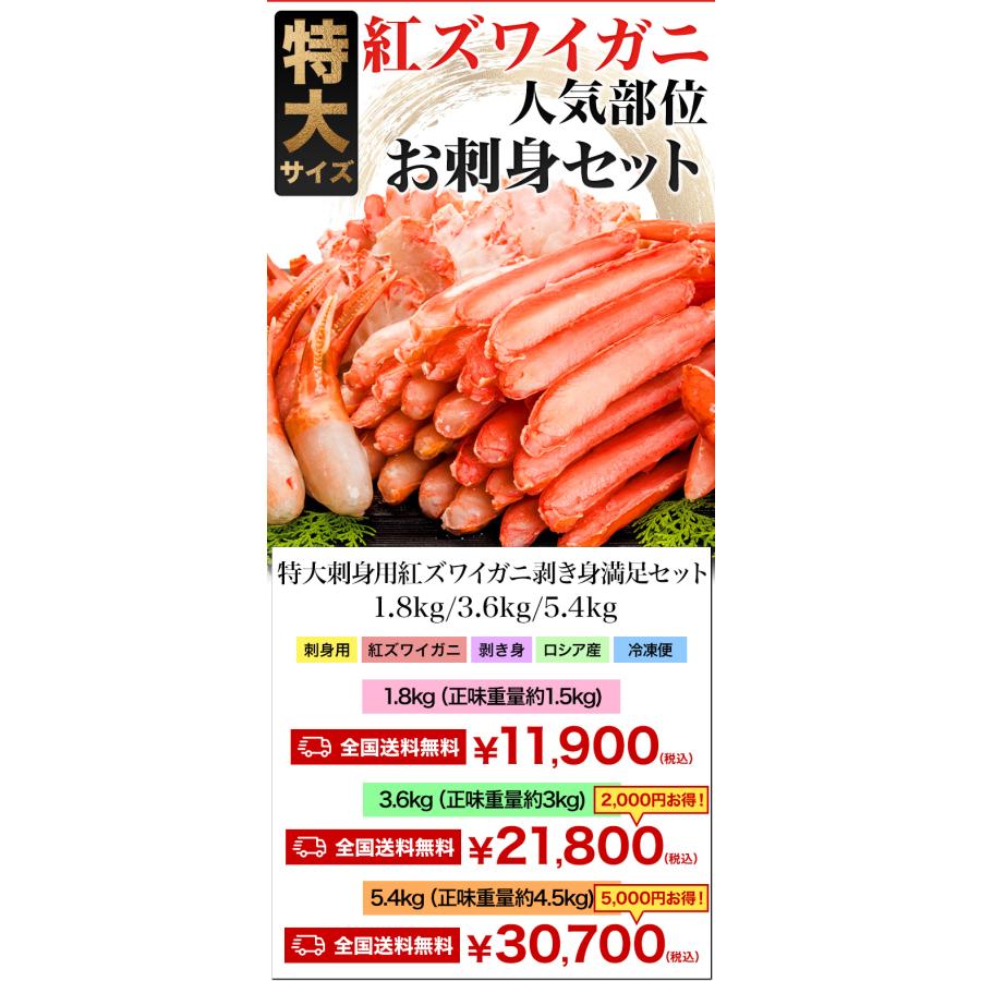 5.4kg 特大お刺身用紅ズワイガニ剥き身セット 生紅ズワイ 剥き身セット ポーション 紅ずわいがに 紅ずわい蟹 紅ズワイガニ カニ かに お刺身 全国送料無料