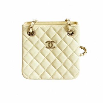 CHANEL 香奈兒 23S Mini toto Bag 荔枝皮(17cm/小雞黃/金釦)