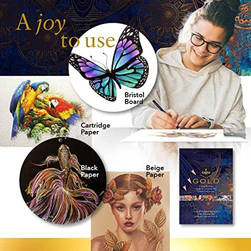 Castle Art Supplies Gold Standard Coloring Pencils Set with Extras Quality Oil-based Colored Cores Stay Sharper, Tougher Against Breakage For