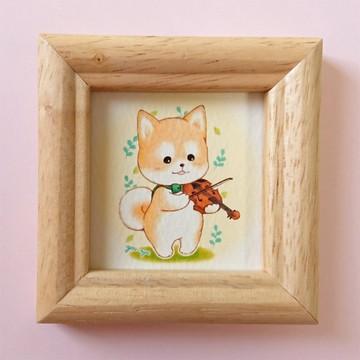 複製迷你插畫 柴犬「小提琴的旋律」