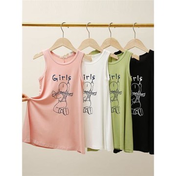 女童睡裙夏季薄款莫代爾兒童睡衣夏款家居裙女孩無袖連衣裙空調服