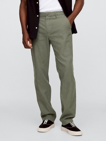 男裝 直筒卡其褲-軍綠色