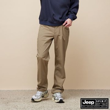 JEEP  男裝 防潑水口袋長褲-卡其色
