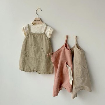 韓版童裝夏季男女寶寶吊帶爬服T恤薄款嬰兒背帶褲套裝可愛連體褲