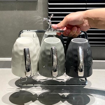 輕奢杯子高顏值水杯家用喝水陶瓷杯家庭套裝茶杯馬克杯客廳杯子【步行者戶外生活館】