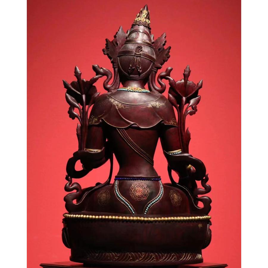 JP28010★チベット仏教の緑度母 仏教美術 仏像 仏教工芸品 木彫り コレクション 職人手作り 美術品 室内飾り 彫刻工芸品 高さ:39cm