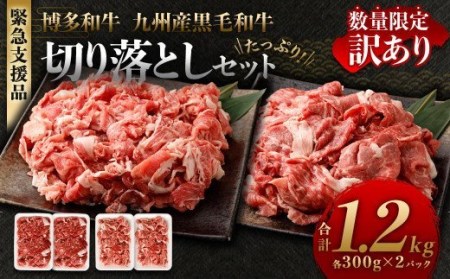 博多和牛＋九州産黒毛和牛 切り落とし 合計1.2kg