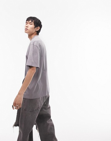 Topman oversized fit t-shirt in mid grey