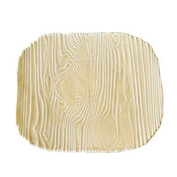 佐和陶瓷 木紋12吋長角皿 日本製 黃色 創意餐盤  1個