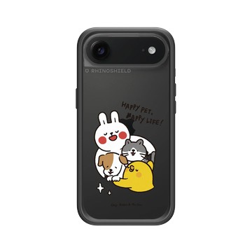 iPhone Air Mod NX -邊框背蓋組合 (相機按鈕) 黑 - 懶散兔與啾先生 Lazy Rabbit and Mr.Chu - Happy pet Happy life