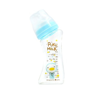 PUKU 藍色企鵝 倍特曲線玻璃奶瓶 240ml 寬口徑 新生兒適用  夢想藍  1個