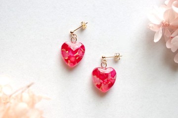 樹脂藝術 心形耳環・夢之旅