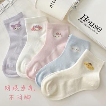 Mimo⭐兒童夏天襪子夏季薄款女童網眼襪卡通可愛透氣短襪女孩寶寶公主襪
