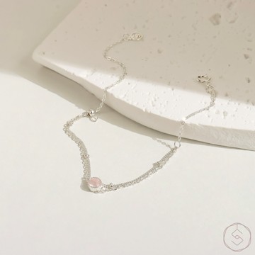 【SPANCONNY】盼 | 粉水晶 S925純銀 | 天然石輕珠寶手鍊