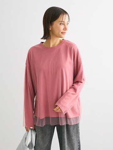 後背層疊薄紗圓領上衣(6P43L1C1600) - Green Parks