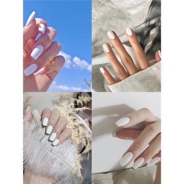 穿戴甲純色白色亮面磨砂短款中長款美甲貼片方頭假指甲成品孕婦