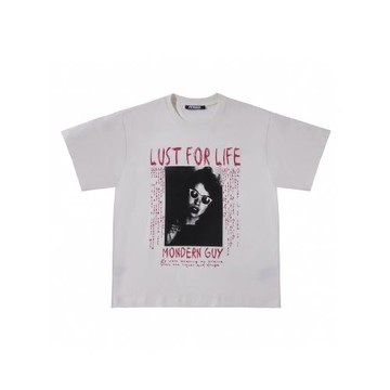 PSYCHO21 LUST手寫涂鴉人物復古印花Vintage朋克短袖T恤