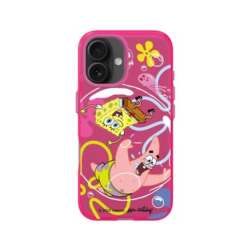 iPhone 16 Clear 粉漾桃 - 海綿寶寶 SpongeBob - 一起玩耍