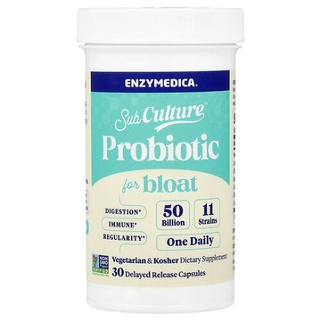 Enzymedica, SubCulture™ 腹脹緩解益生菌，500 億，30 粒緩釋膠囊
