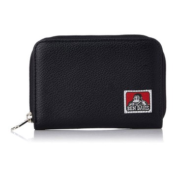 BEN DAVIS BDW-9313S SHIBO ROUND ZIP WALLET 荔枝皮革紋 拉鍊 中夾 (黑色)