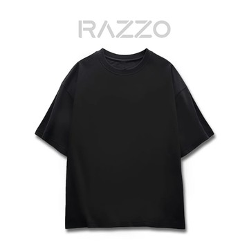 【RAZZO】美國機能舒適防汙T(落肩款)-男(黑/XL)