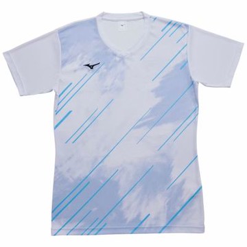 MIZUNO 美津濃 短袖上衣 男 運動 訓練 排球 吸濕排汗 白 V2TACG1701