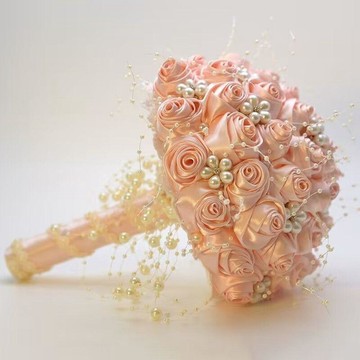 🌷仿真花束🌷韓式新娘結婚手捧花仿真手工布藝緞帶玫瑰花中式婚禮攝影婚慶禮物母親節 教師節 情人節 生日禮物 永生花 仿