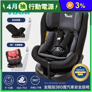 【YODA】ISOFIX全階段360度汽車安全座椅 (2色任選)