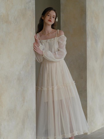 LB Jacquard Mesh Two-Way Maxi Dress