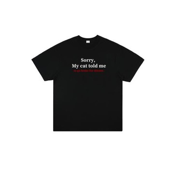 不好意思，我的貓咪喊我回家吃飯 趣味美式設計印花短袖純棉T恤夏