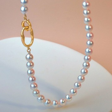 天然日本 Akoya 海水珍珠 項鍊 極強光 珍珠串鏈 14K黃金 萬能扣設計 珍珠鏈 優雅百搭款