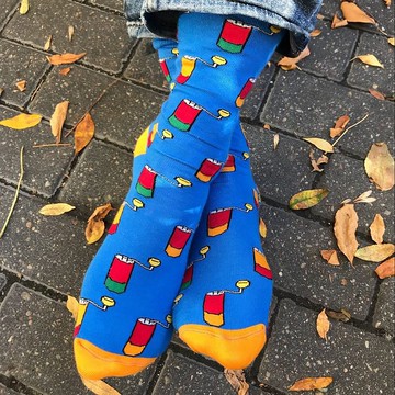 【時尚穿搭】想望咖啡Cophi 咖啡圖案藝術有機棉襪/藍色司令官