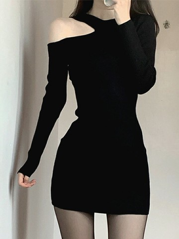 后媽包臀裙女黑絲搭配的裙子春季連衣裙修身內搭針織性感辣妹套裝