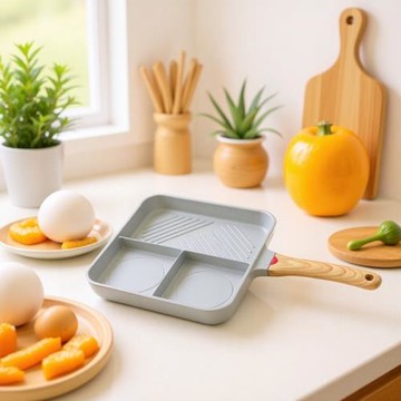 廠家現貨三合一牛排煎蛋麥飯石不粘鍋家用早餐漢堡鍋小煎盤