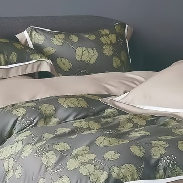 貝淇小舖 60支100%天絲雙人4件組-艾麗斯  床包 + 兩用被 + 枕套組  床包 152 x 188公分 + 鋪棉兩用被套182 x 212 公分 + 壓框枕套47 x 75公分