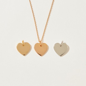 優雅花邊心型項鍊 (共三色) 愛心 別緻花邊造型 鏡面設計