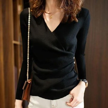 時尚V領針織上衣